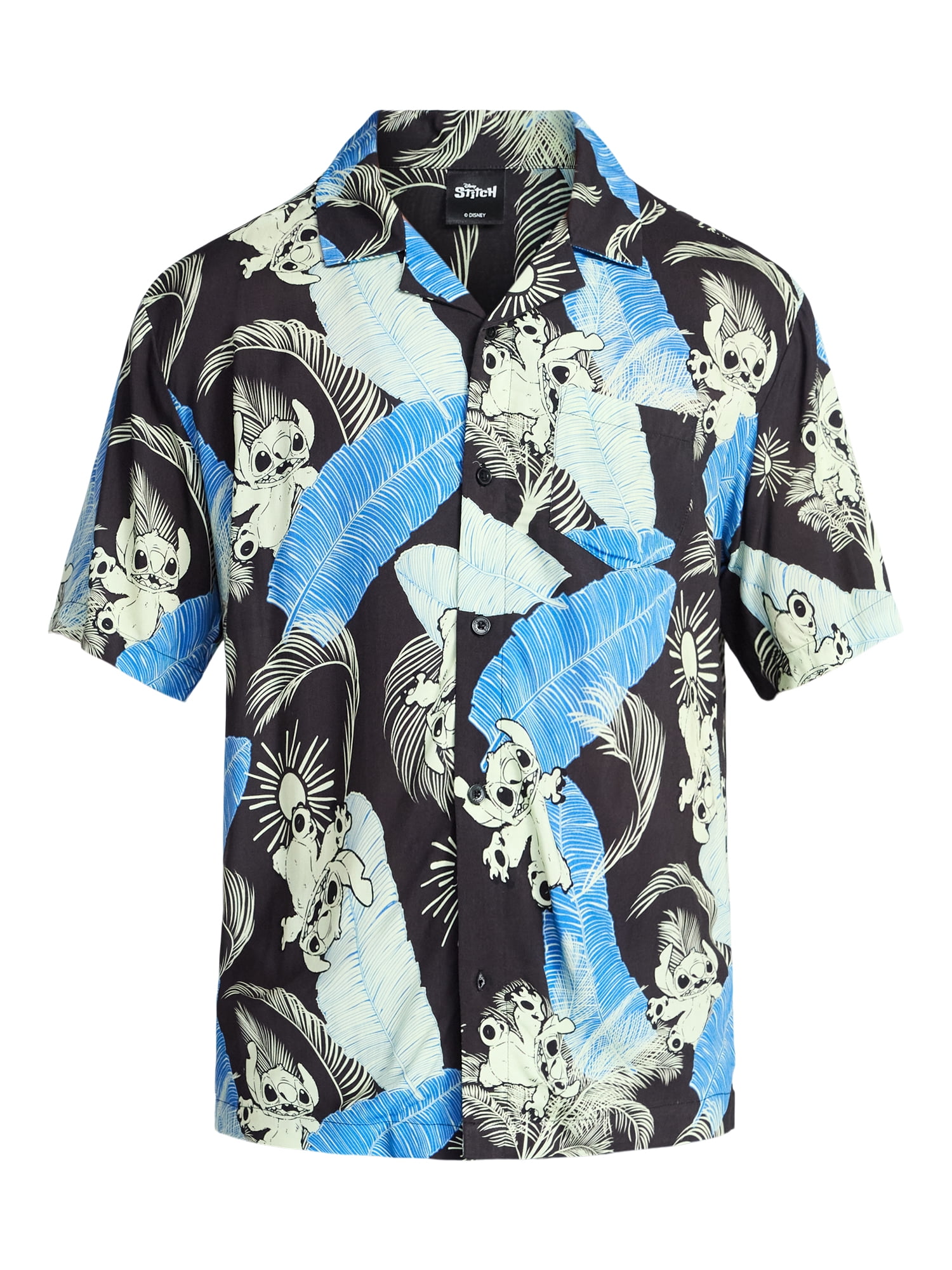 Lilo & Stitch Men's and Big Men's Graphic Button-Up Shirt, Sizes XS-5XL