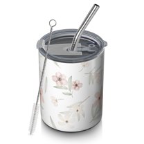 Floral 12oz Stainless Steel Coffee Mug – Double-Wall Insulated Cup with Spill-Resistant Lid, 360° Full-Print Design, Keeps Drinks Hot & Cold for Home, Office, Travel,Thanksgiving,Christmas, Spring