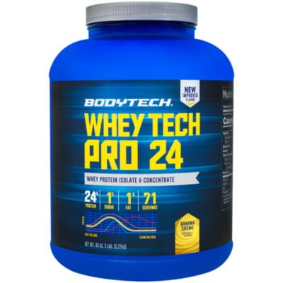 BodyTech Whey Tech Pro 24 Protein Powder  Protein Enzyme Blend with BCAA's to Fuel Muscle Growth  Recovery, Ideal for PostWorkout Muscle Building  Banana Crème (5