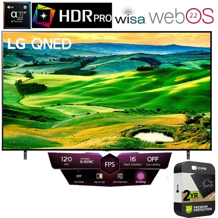 LG 65QNED80UQA 65 Inch QNED Mini-LED Smart TV (2022) (Renewed) Bundle with 2 Year Extended Protection Pack