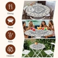 thumbnail image 7 of Beige Blue Boho Round Tablecloth, Fitted Table Cover with Elastic for 36"-44" Round Tables, Medieval Vintage Ethnic Floral Abstract Table Cloth Outdoor Indoor Dinning Party Waterproof Tablecloths, 7 of 7