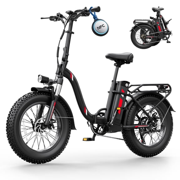 AKLUER 20" 4.0 Fat Tire Foldable Electric Bike, 750W E-Mountain Bike with NFC,28MPH 48V 15Ah Removable Battery, Ebike for Adults UL2849