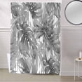 thumbnail image 5 of Fabric Shower Curtain, Summer Grey Tropical Plant Leaves Bathroom Curtain with 12 Hooks Waterproof No Bad Odor Machine Washable Bath Curtains for Bathroom, Spa Room, 66"x72", 5 of 6