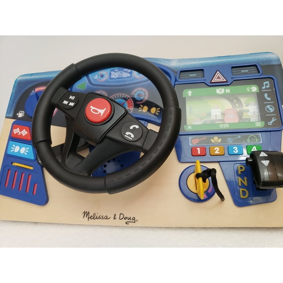 Pre-Owned Vroom & Zoom Interactive Wooden Dashboard Steering Wheel Pretend Play Driving Toy - FSC Certified