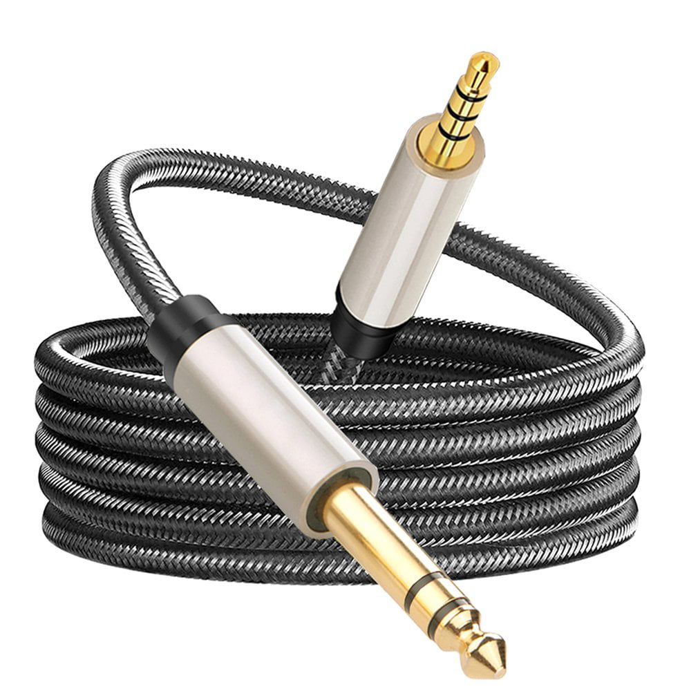 3.5mm 1/8 TRS Male to 2X 6.35mm 1/4 TS Male Mono Cable Splitter with Zinc Alloy Housing and Nylon Braid for iPhone Amplifiers 9 Feet Audiowave Series J&D 3.5 mm to 2 X 6.35 mm Gold-Plated