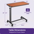 thumbnail image 3 of KEKOY Overbed Table with Wheels, Easy Height Adjustable Bedside Table for Bed for Elderly, Rolling Bed Tray Table for Eating & Reading, Stable Support for Medical Home Care and Hospital Use, 3 of 11