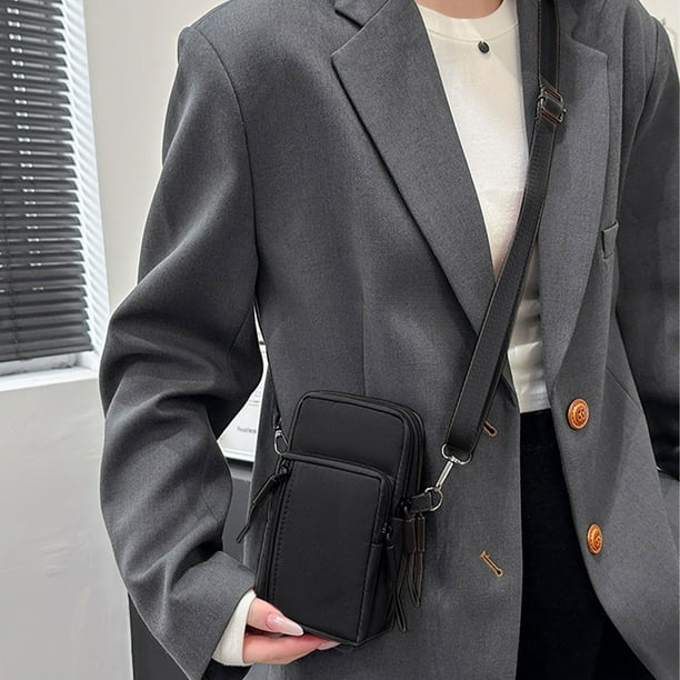 Bolso bandolera multifuncional Lisbinx - Bolso de hombro de tela Oxford para teléfono y llaves | 17 x 9 x 6 cm (6,6 x 3,5 x 2,3 pulgadas) | Negro/Gris/Rosa/Azul cielo/Azul oscuro/Caqui