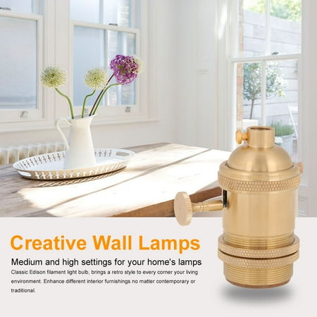 

2024 Vintage E27 Bulbs Socket Holder / Base Copper Lamp Holder for Antique Light Bulb Button Switch 6