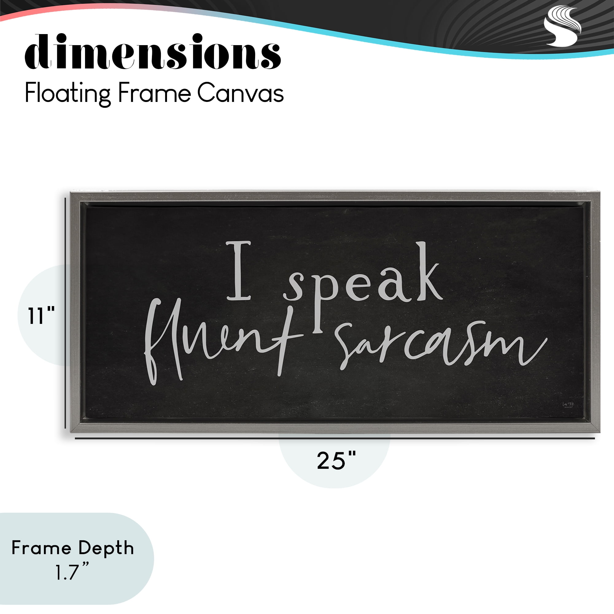 Stupell Industries Fluent Sarcasm Sassy Quote Gray Framed Floater Canvas Wall Art, design by Lux + Me Designs