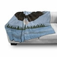 thumbnail image 2 of Eagle Soft Flannel Fleece Throw Blanket, American National Bald Falcon Bird Landscape Pattern, Cozy Plush for Indoor and Outdoor Use, 60" x 80", Pale Sky Blue Dark Brown, by Ambesonne, 2 of 5