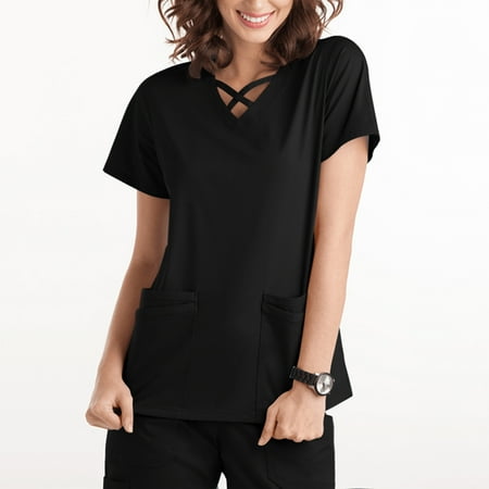 

Women Scrubs Tops Nurse Working Uniform Print Short Sleeve Medical Scrub Shirts Love Printing Valentine s Day Tee Shirt