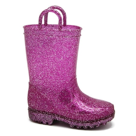 Storm Kidz Girls Glitter Rainboots - Kids Toddler/Little Kid/Big Kid Sizes Waterproof with Handles