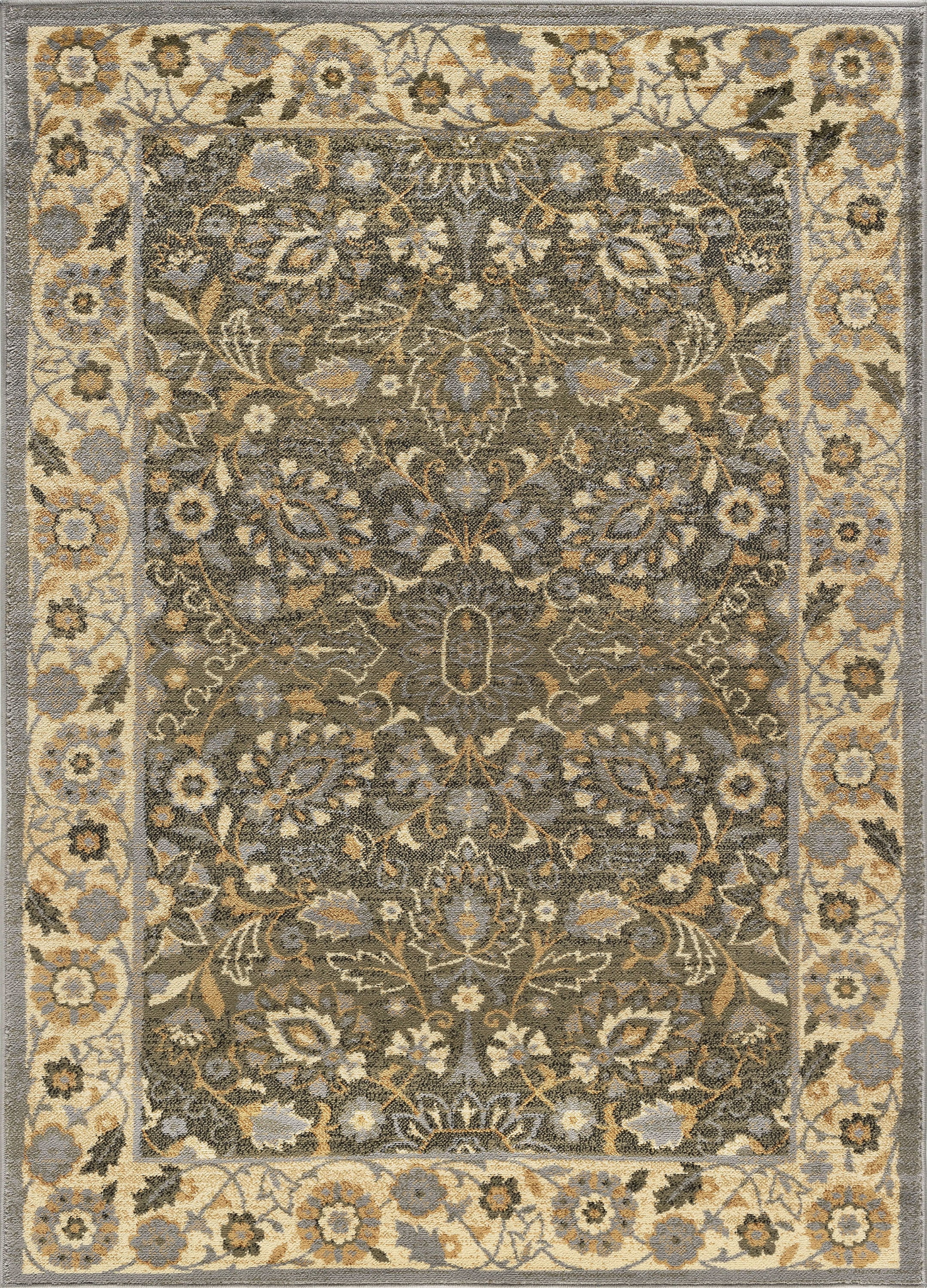 Traditional 5x7 Area Rug (5' x 7') Oriental Blue, Gold Living Room Easy to Clean