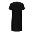 thumbnail image 5 of Summer Dress Sevevn Women's Fashion Solid Color Hollow Neckline Buckle Short Sleeve Round Neck Dress, 5 of 7