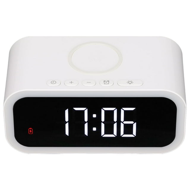 Reloj LED 15W Carga inalámbrica Despertador digital ANGGREK blanco