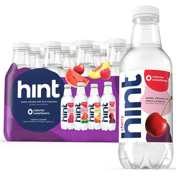 Hint Bottled Water, 4-Flavor Purple Variety Pack - Purified Water Beverages with Zero Calories, Natural Flavors, and Sugar Free - 16 Fl Oz (Pack of 12)