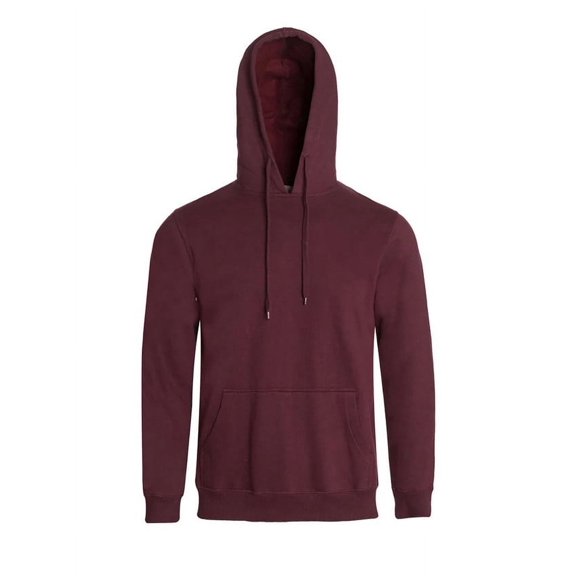 Men's Fleece Pullover Hoodie Long Sleeve Drawstrings 2 Side Pockets Burgundy XL