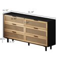 thumbnail image 2 of 51.18" 6 Drawers Rattan Storage Cabinet, Rattan Drawer, Dresser for Bedroom, Living Room, Black, 2 of 8