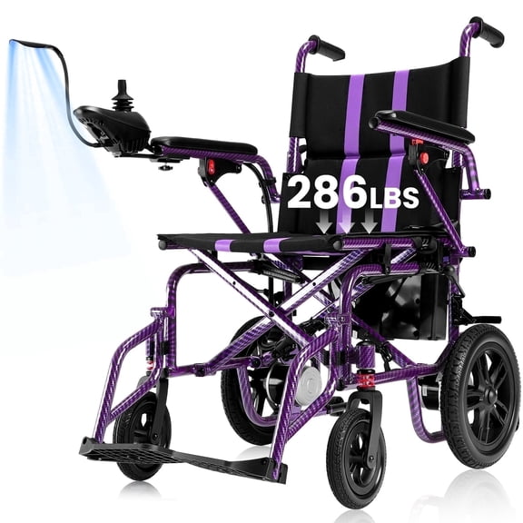 Upgrade 20 Miles Range Electric Wheelchairs for Adults,Arshin Electric Wheelchair Lightweight Foldable with 360°Joystick,All Terrain Dual Motors Silent,USB Port,286 lbs Capacity(Purple)
