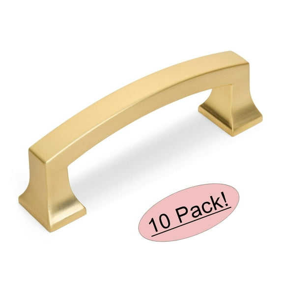 10 Pack - Cosmas 755-3BG Brushed Gold Contemporary Cabinet Hardware Handle Pull - 3" Inch (76mm) Hole Centers