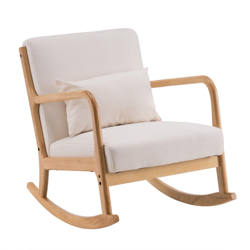 Winado Rocking Chair Fabric Oak Sofa Rocking Chair Beige