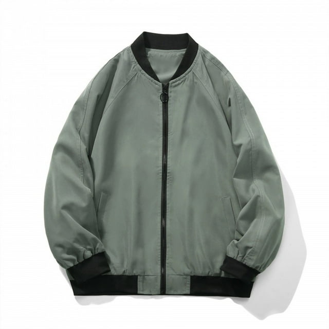 NJDVHB Fall Winter Coats for Men,Puffer Jacket Men,Man Solid Pockets Zipper Loose Baseball Collar Coat,Gray,XXL