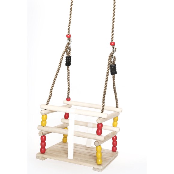 PLAYBERG Balançoire pour Bébé en Bois avec Cordes de Suspension pour Bébés et Tout-Petits