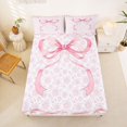 thumbnail image 3 of spefrowx Princess Rose Bow King Sheets for Kids, Vintage Floral Print Bedding, 4-Piece, 1 Flat Sheet, 1 Fitted Sheet and 2 Pillowcases, 3 of 6