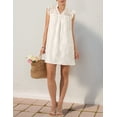 thumbnail image 2 of Women'S Casual Summer V Neck Dress with Short Loose Ruffle Sleeve Romper Dress White M, 2 of 7