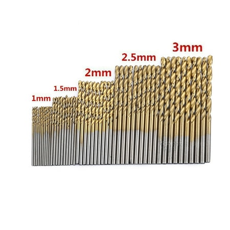 

YUEHAO Drill Bit 50Pcs Titanium Coated HSS High Speed Steel Drill Bit Set Tool 1/1.5/2/2.5/3mm Coated Twist Drill Gold