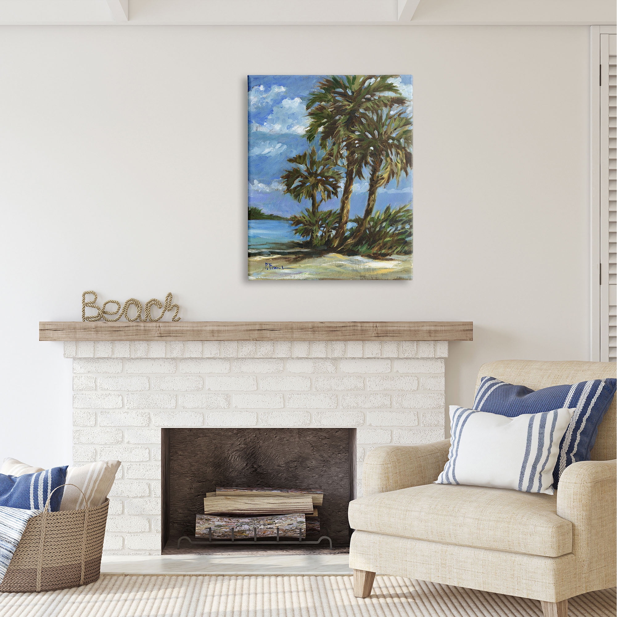 Stupell Industries Tropical Shoreline View Nature Painting Gallery Wrapped Canvas Print Wall Art, 30 x 40