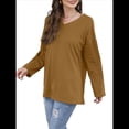 thumbnail image 2 of Blusas de Mujer de Larga con Cuello en V, Túnicas Casuales, Camisas Básicas, Blusas Holgadas Amarillo M, 2 of 7