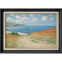IDEA4WALL Premium Frame Wall Art Path Through The Corn at Pourville by Claude Monet Fine Art Historic Cultural Illustrations Impressionism Scenic Colorful Artwork for Home Decor - 26"x36" Black