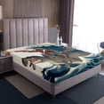 thumbnail image 4 of Erosebridal Raccoon Riding Dinosaur Bed Sheets Set Queen Size,Japanese style Bed Sheets Queen,Ocean Bedroom Decor,Reversible,Ultra Soft,4 Pieces, 4 of 7