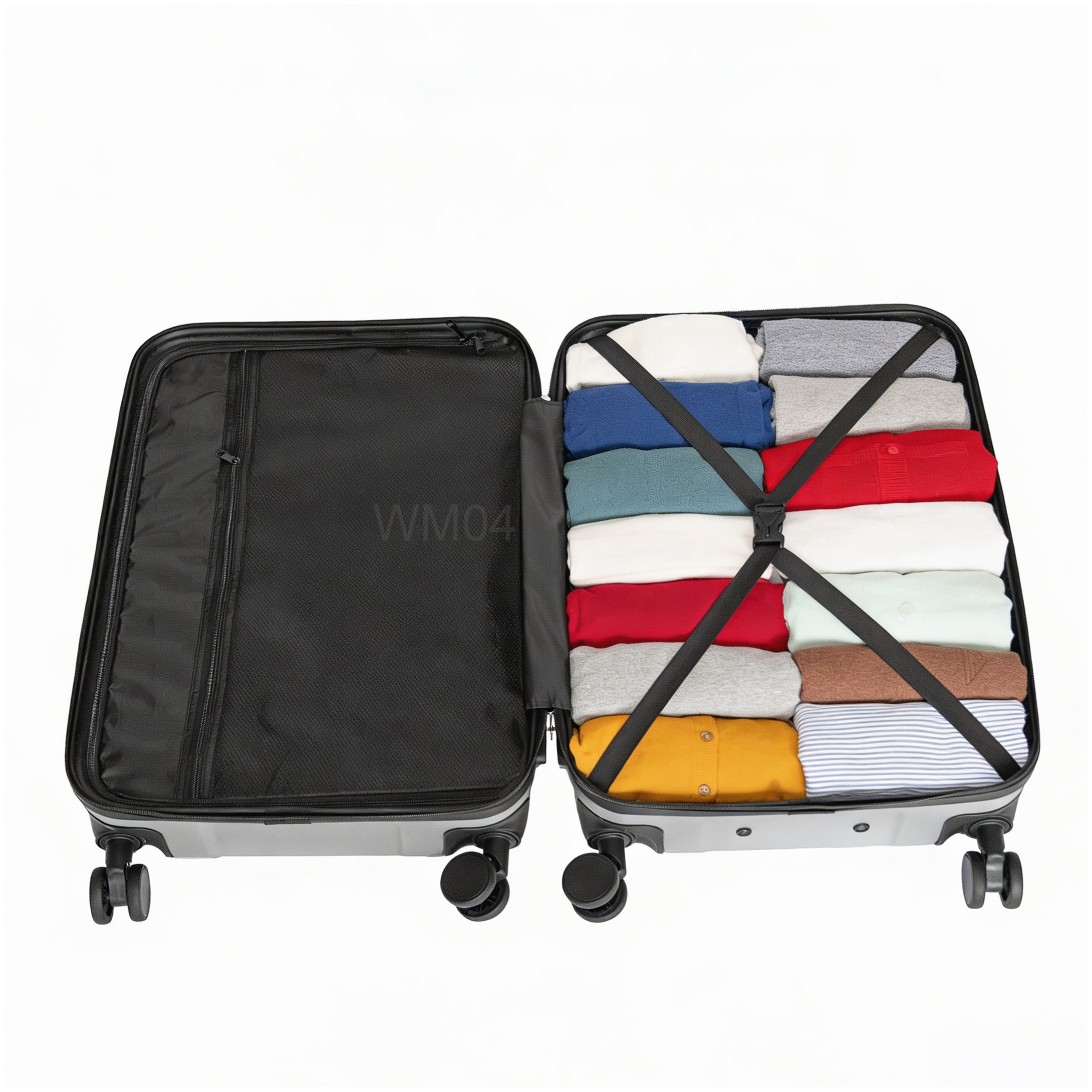 MANGIJOY TSA Approved Lock Luggage Set, 3-Piece ABS Carry-On Spinner Suitcase in Silver Gray