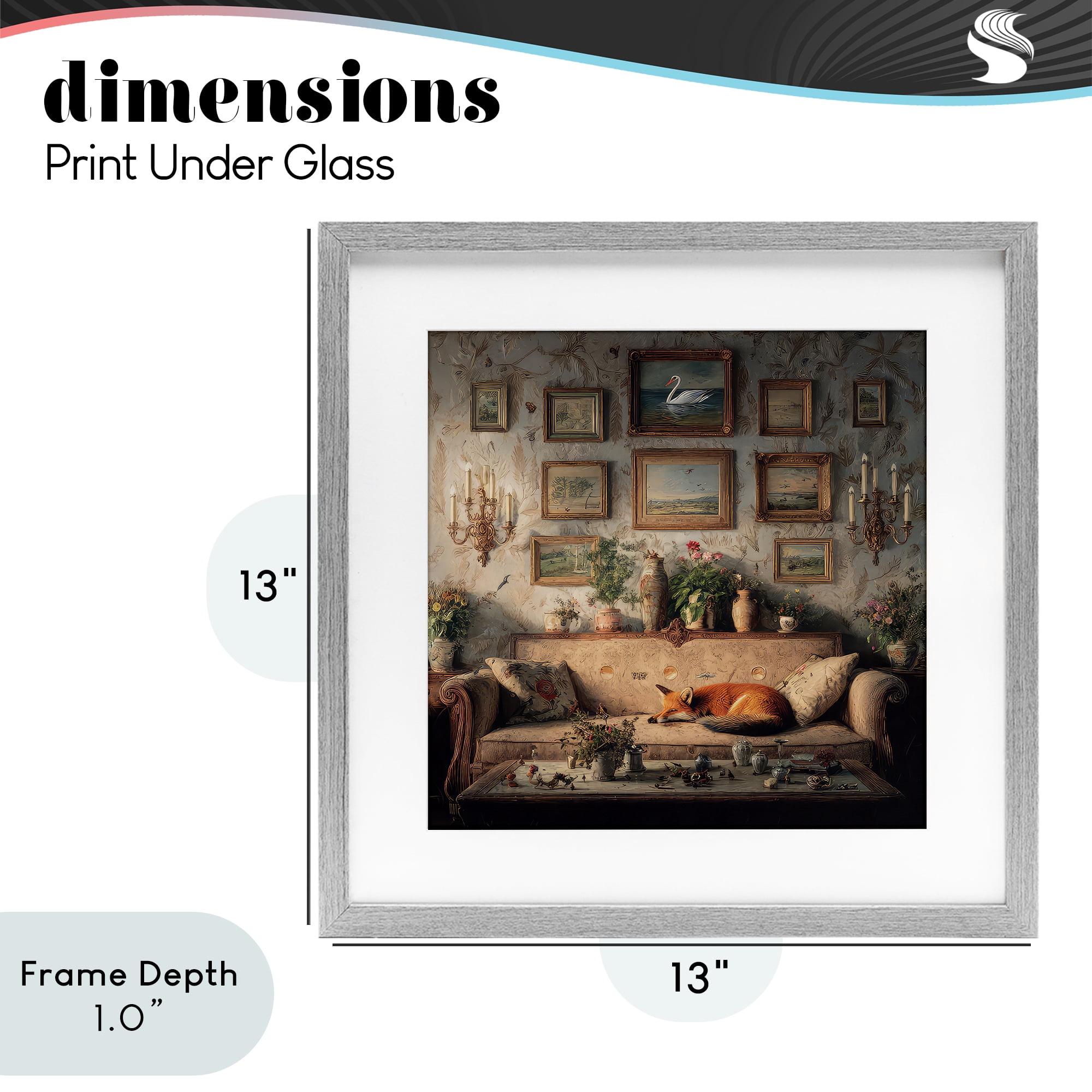 Stupell Industries Vintage Parlor with Fox Gray Framed Print Under Glass, design by The Wands Want