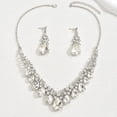 thumbnail image 6 of AEXTO Clear Teardrop Statement Jewelry Set 2PCS Multi-Drop Necklace Dangle Earrings with Rhinestone Accents, Silver-Tone Elegant Accessories for Women, Perfect for Weddings, Parties Special Occasions, 6 of 13