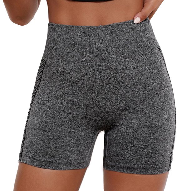 Gibobby Short Deportivo Pantalones deportivos de cintura alta para mujer, pantalón liso, a la moda(Gris, S)