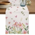 thumbnail image 2 of Pastoral Flower Leaf Butterfly Table Runner 70 Inches Long,Kitchen Dining Tablerunners Pink Green Plant Linen Texture Linen Table Runners Dresser Scarves for Home Dinner Wedding Holiday Party Decor, 2 of 9