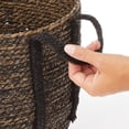thumbnail image 4 of mDesign Round Seagrass Woven Storage Basket with Handles - Set of 3 - Black Wash, 4 of 8