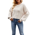 thumbnail image 1 of Lucakuins Suéter de punto para mujer, manga larga, cuello redondo, sólido, suelto, suéter cálido para otoño invierno Lucakuins  moda, 1 of 5
