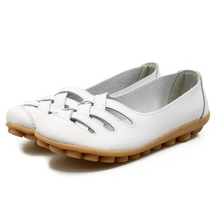 

Pmoiste Women s Flat Shoes Casual Slip-on Sneakers Comfort Walking Loafers White 9