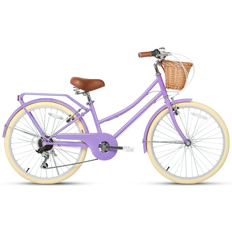 【Glerc】Missy女の子自転車 24インチ レトロシティーサイクル 24 inch Beach Cruiser Bike Girls Hybrid Bike With Basket