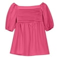 thumbnail image 6 of Cute Puff Sleeve Dress for Girls Summer Casual Pleated Dresses Square Neck Smocked Back Party Spring Travel Outfit, Hot Pink, 11 Years, 6 of 7