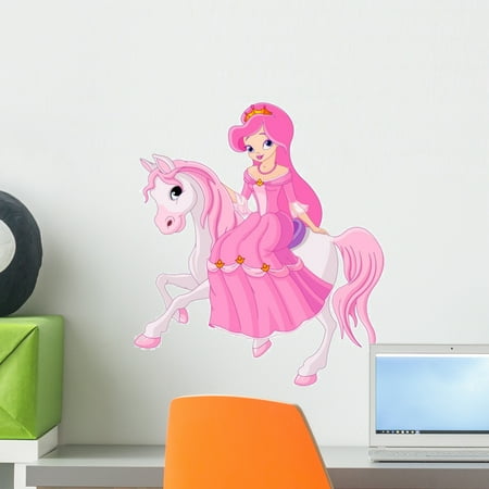 Princess And Horse Wall Decals Princess Riding Horse Wall Mural by Wallmonkeys Peel and Stick Graphic (18 in H x 16 in W) WM213053 ()