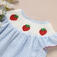 thumbnail image 3 of ZEHJUHAN Baby Girl Sweet Romper Flying Sleeve Check Bodysuit with Strawberry Embroidery For Summer Blue，0-3M, 3 of 5