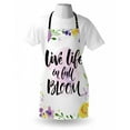 thumbnail image 3 of Lifestyle Apron Live Life in Full of Blooms Motivational Quote with Floral Violets Print, Unisex Kitchen Bib Apron with Adjustable Neck for Cooking Baking Gardening, Purple and Yellow, by Ambesonne, 3 of 3