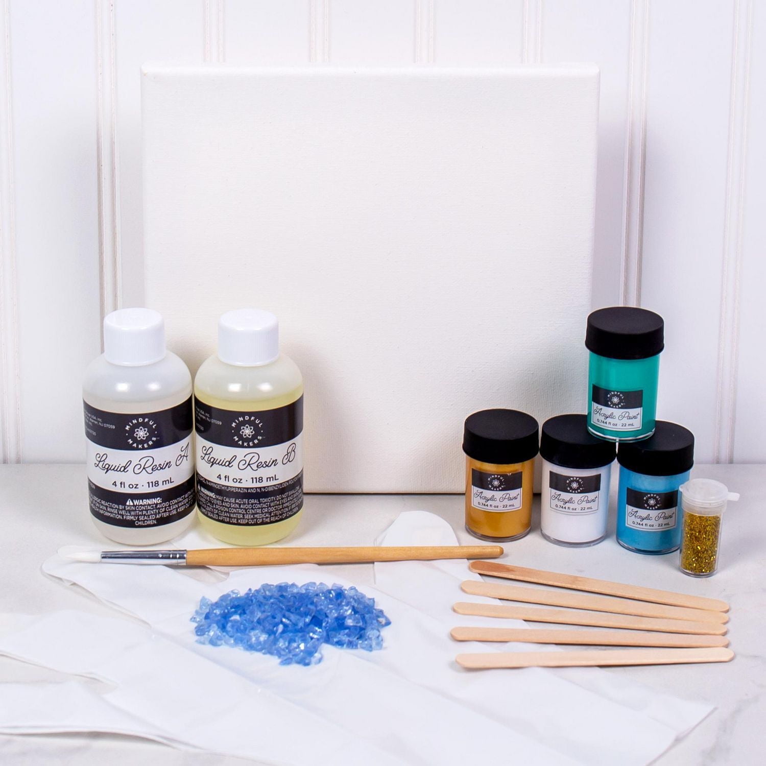 Mindful Makers™ D.I.Y. Sapphire Geode Canvas Set, 8 in. x 8 in. Canvas