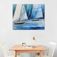 thumbnail image 2 of PIKWEEK  Blue Abstract Wall Art Canvas Teal Ocean Sailboat Picture Modern Turquoise Coastal Nautical Painting, Extra Large Framed Textured Artwork for Living Room Bedroom Home Wall Decor 16x12in, 2 of 4