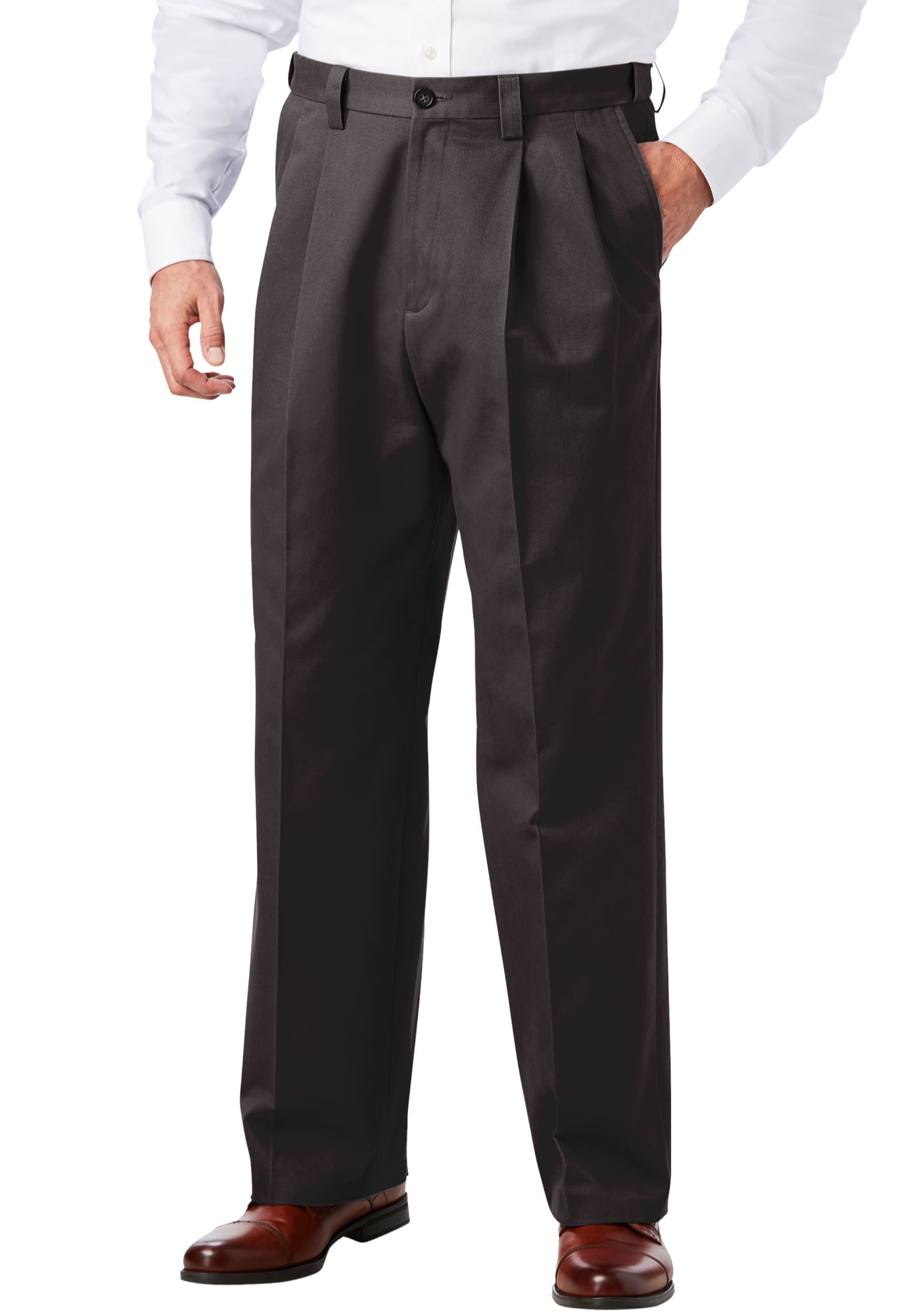 KingSize Mens Big & Tall Relaxed Fit Wrinkle-Free Expandable Waist Pleated Pants